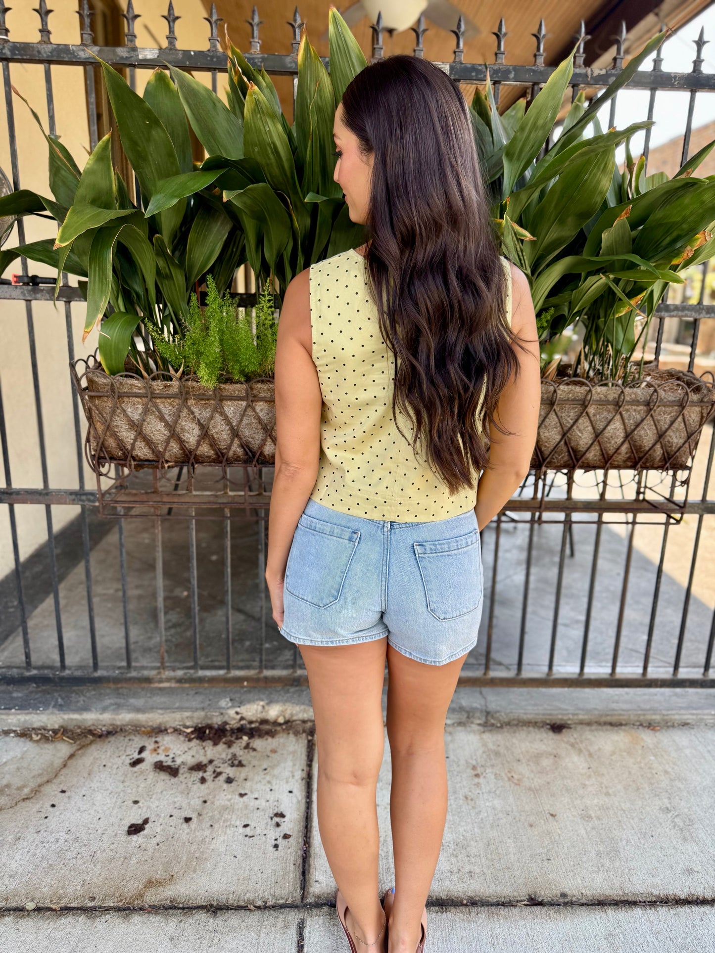 Luna Polka Dot Top- Dessert Yellow