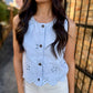 Eyelet Embroidered Crop Tank- Blue