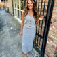 Beverly 2 PC Button Vest & Midi Skirt Knit Set- Gray