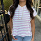 Davis Striped Hooded Top- Pink