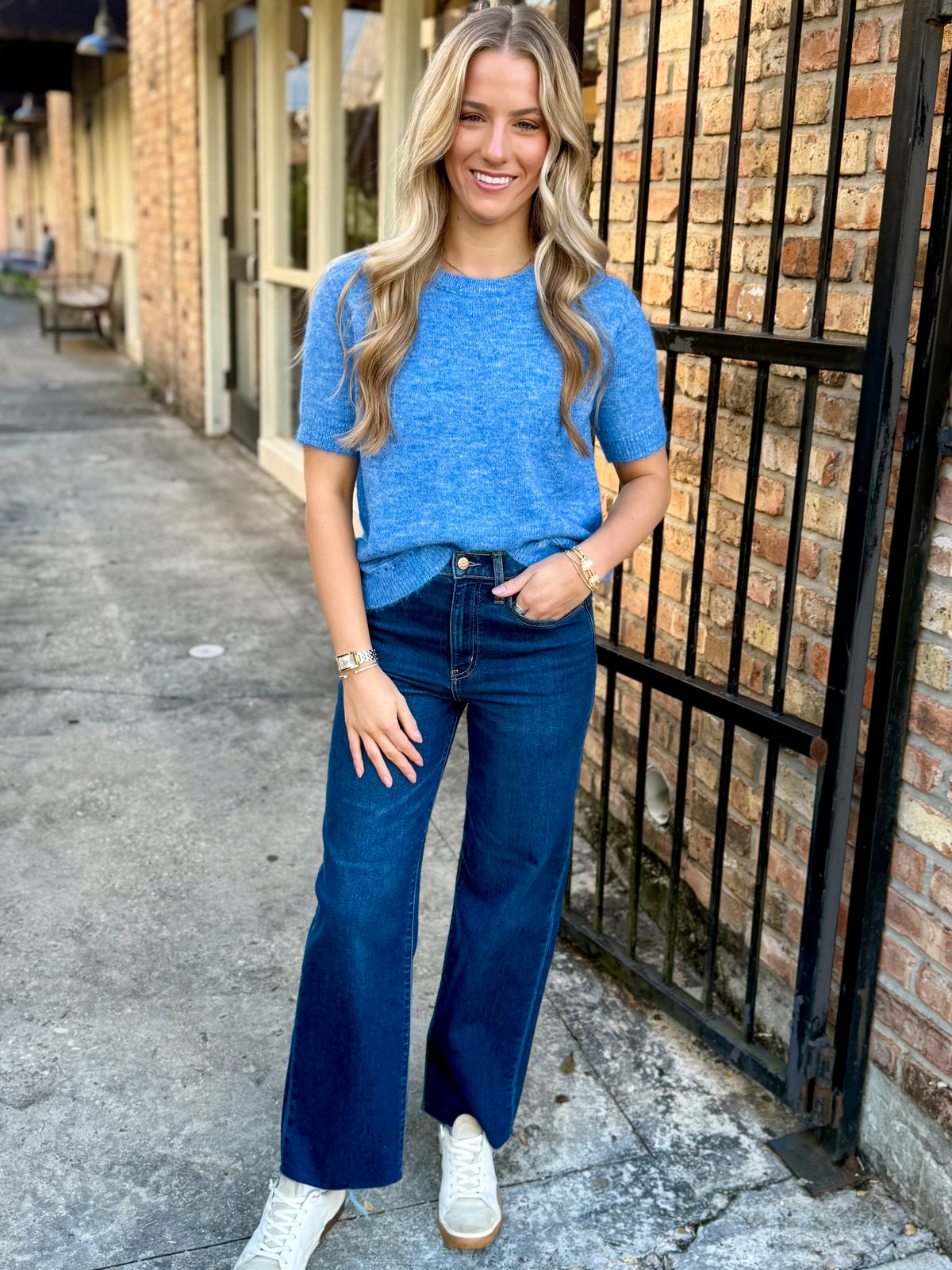 Alexi SS Sweater Top- Blue