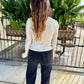 Mineral Waffle Knit Long Sleeve Top- Alpaca/Ivory