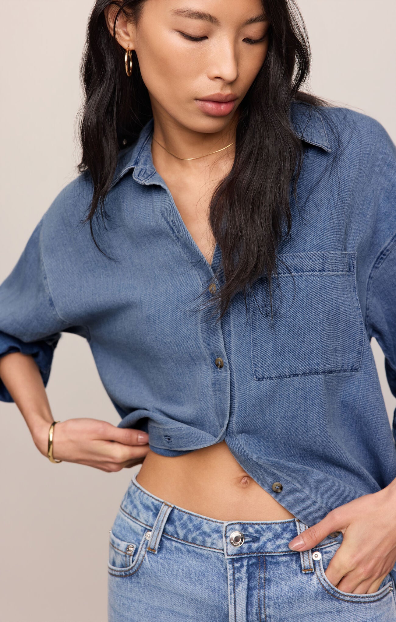 Z Supply Perfect Twill Button Up- Classic Indigo