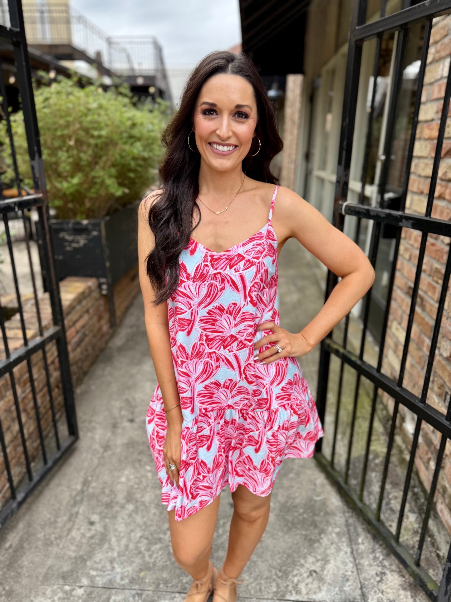 Tropical Slip Dress- Red