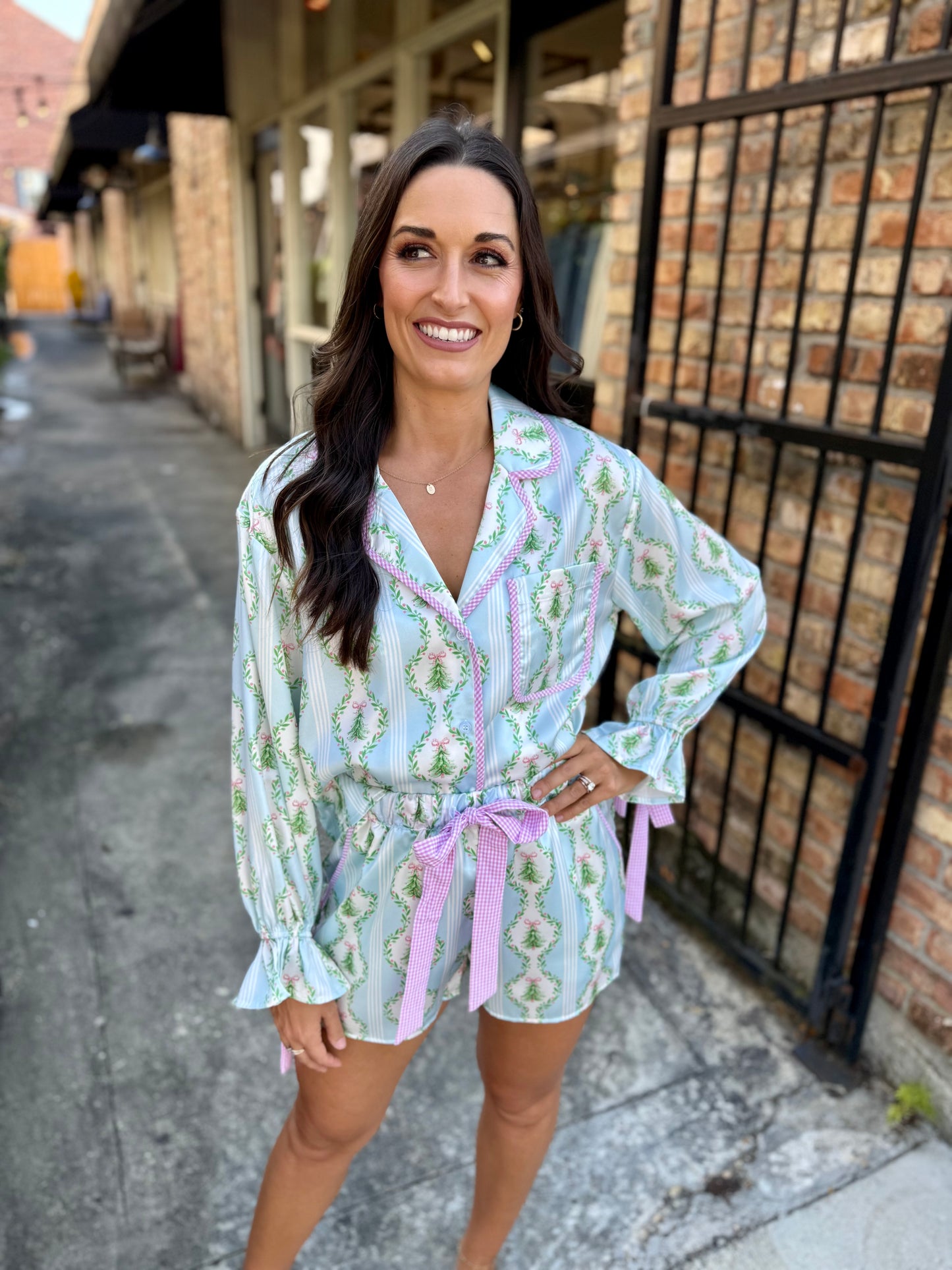 Christmas Tree Pajama SET- Blue/Green