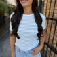Stevie Striped Crew Neck- Ice Blue