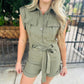 Juno Linen Romper- Olive