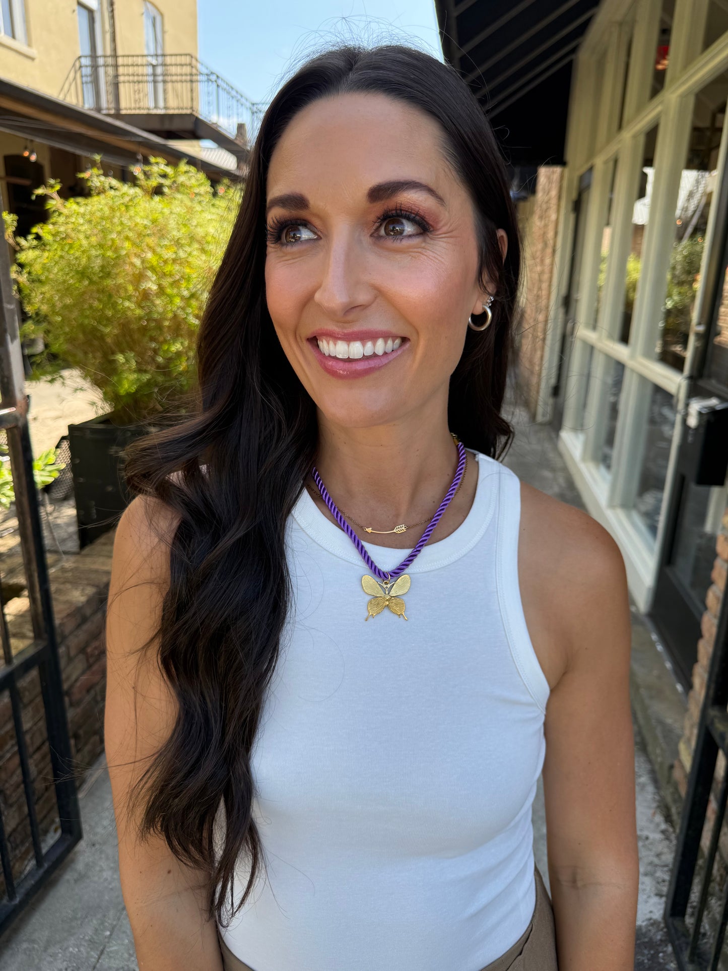 Cord Necklace- Purple/Butterfly