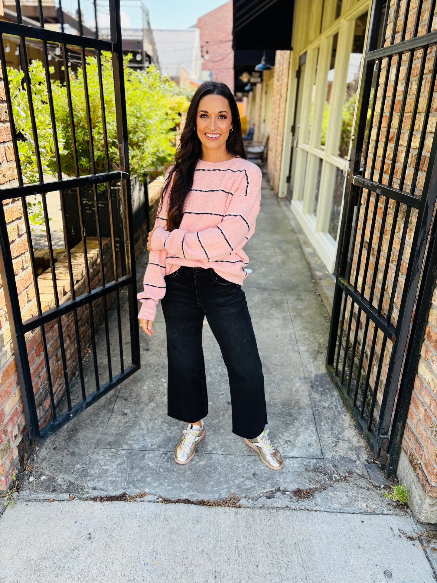 Specht Striped Crewneck Sweater- Pink