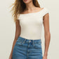 Z Supply Second Skin Off Shoulder Top- Cloud