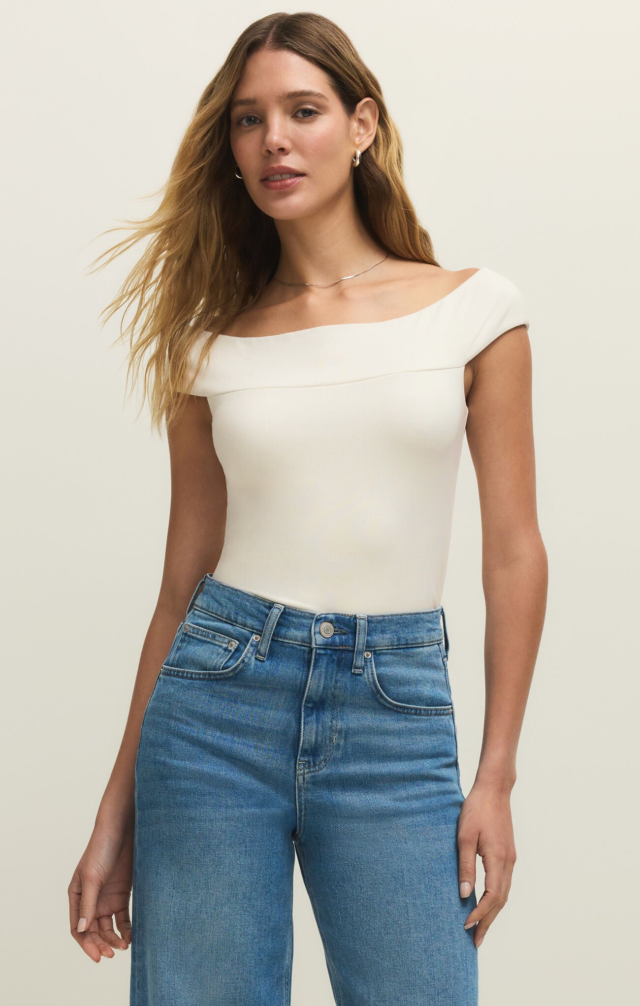 Z Supply Second Skin Off Shoulder Top- Cloud