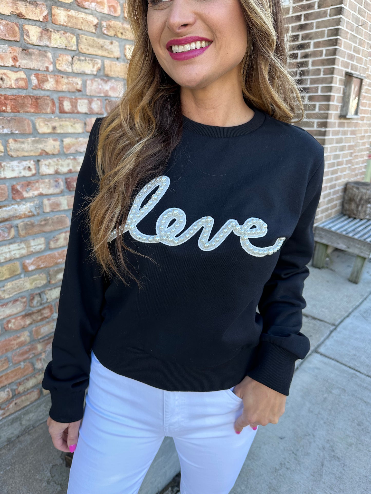 Pearl Love Sweatshirt- Black
