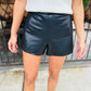 Susan High Waisted Faux Leather Shorts- Black