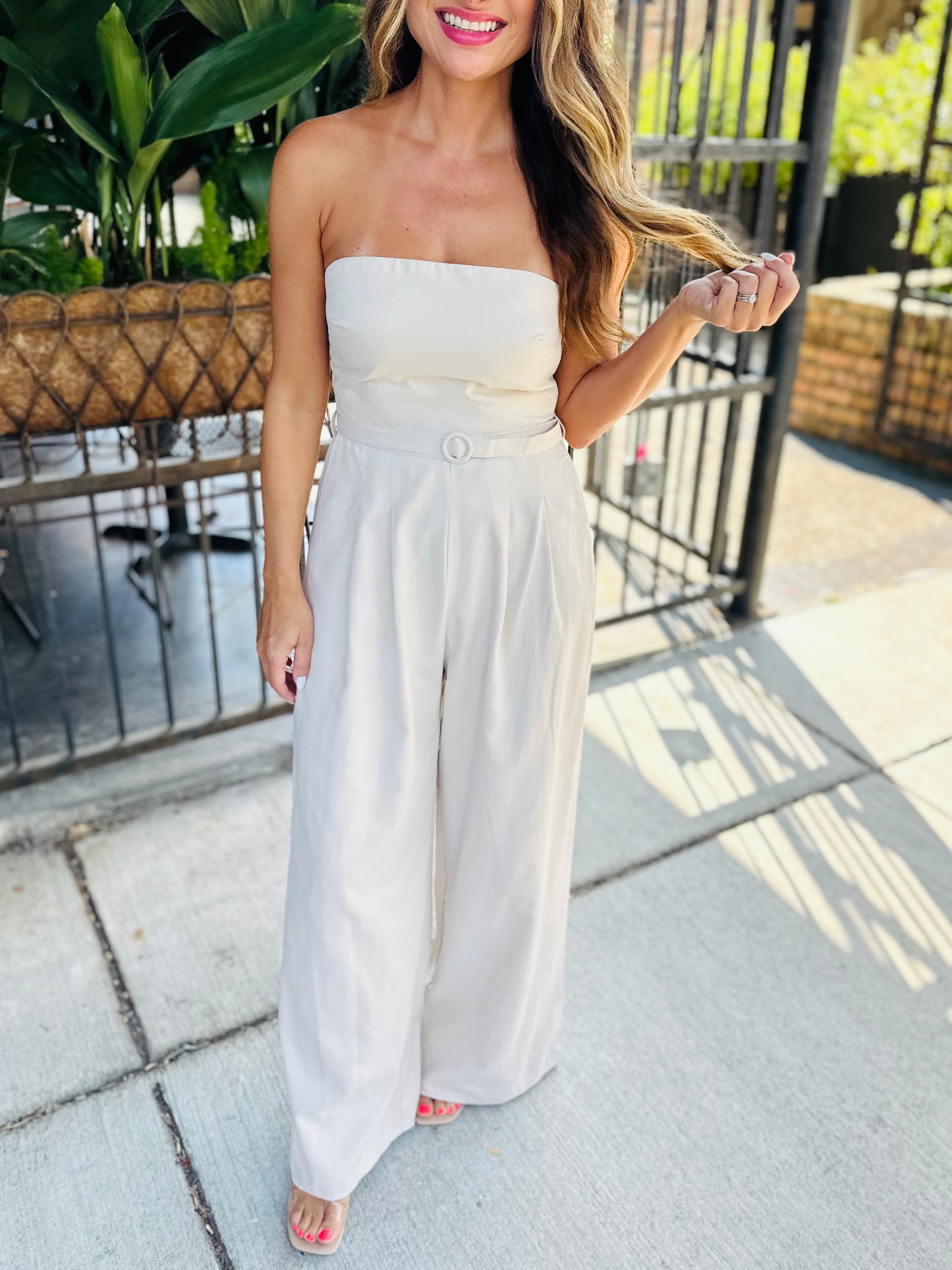 Past Midnight Tube Jumpsuit- Cream