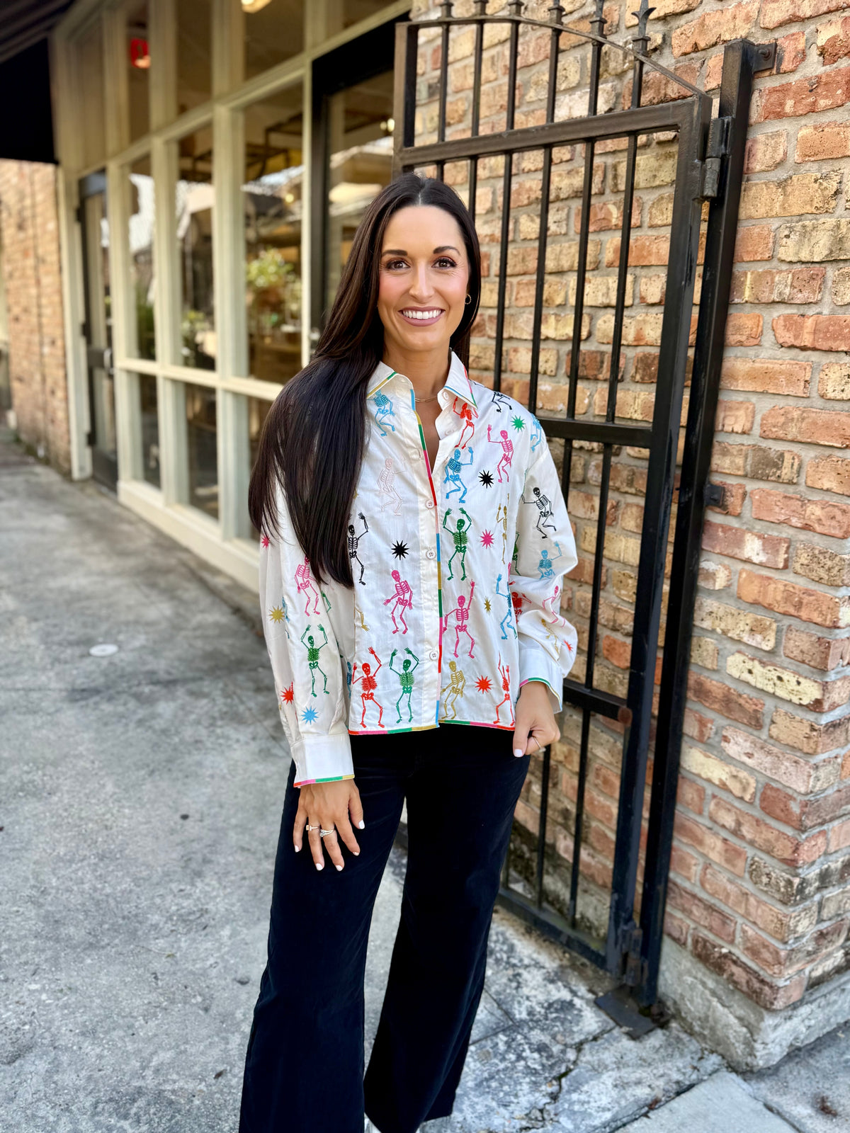 Queen Skeleton Button Up Top