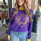 Tiger Head Long Sleeve Sweater- Purple