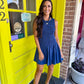 Beck Smocked Mini Dress- Navy