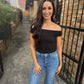 Z Supply Second Skin Off Shoulder Top- Black