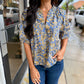 Luke Indigo Floral Ruffle Top