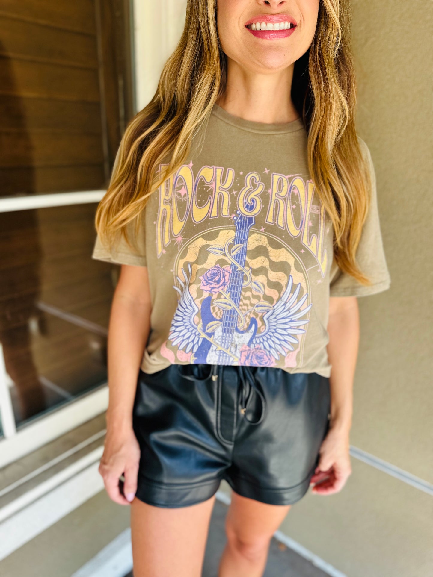 Rock and Roll Graphic Tee- Taupe