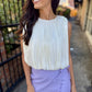 Amour Pleated Bubble Hem Top- Ivory