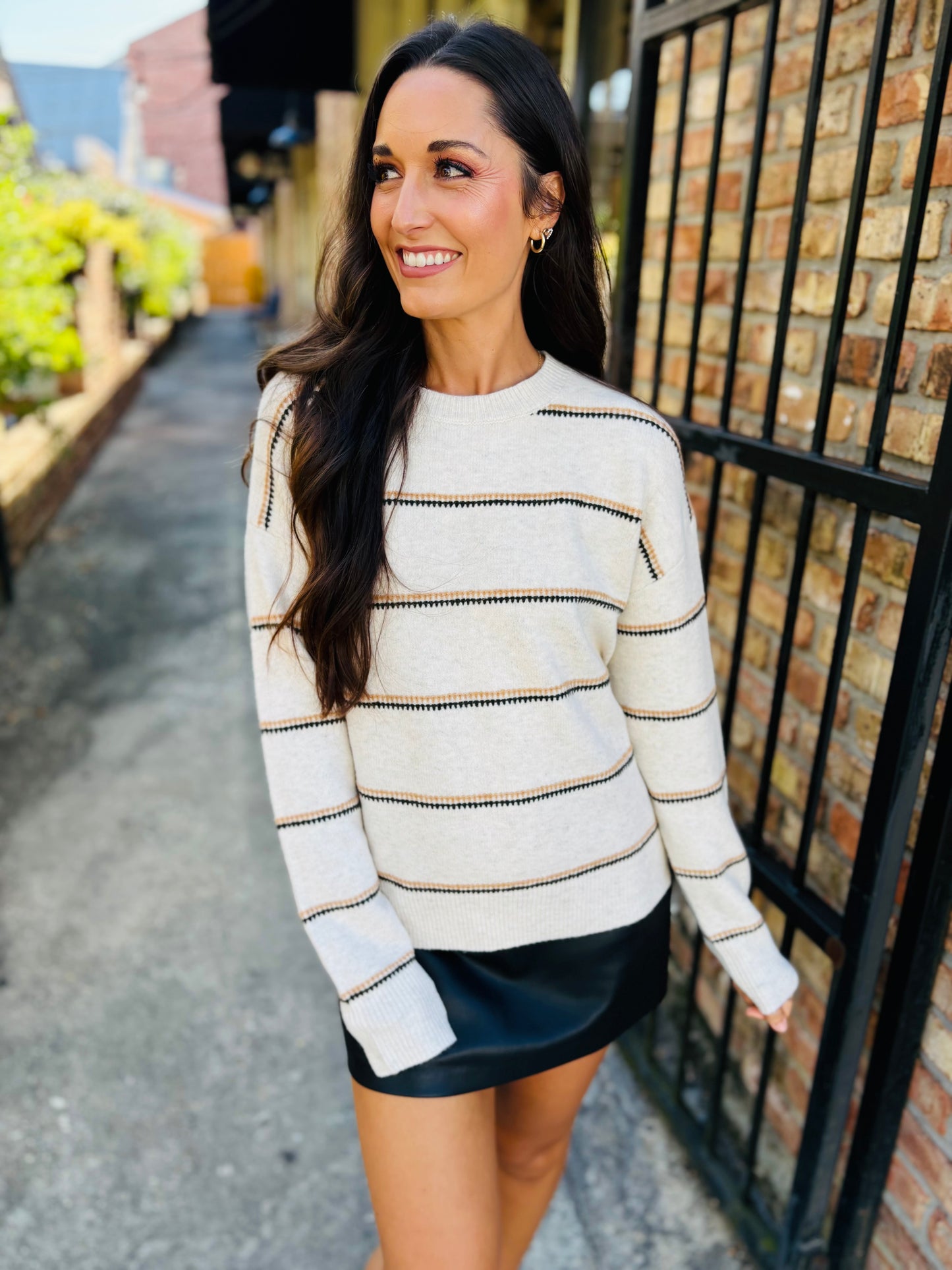 Specht Striped Crewneck Sweater- Ivory