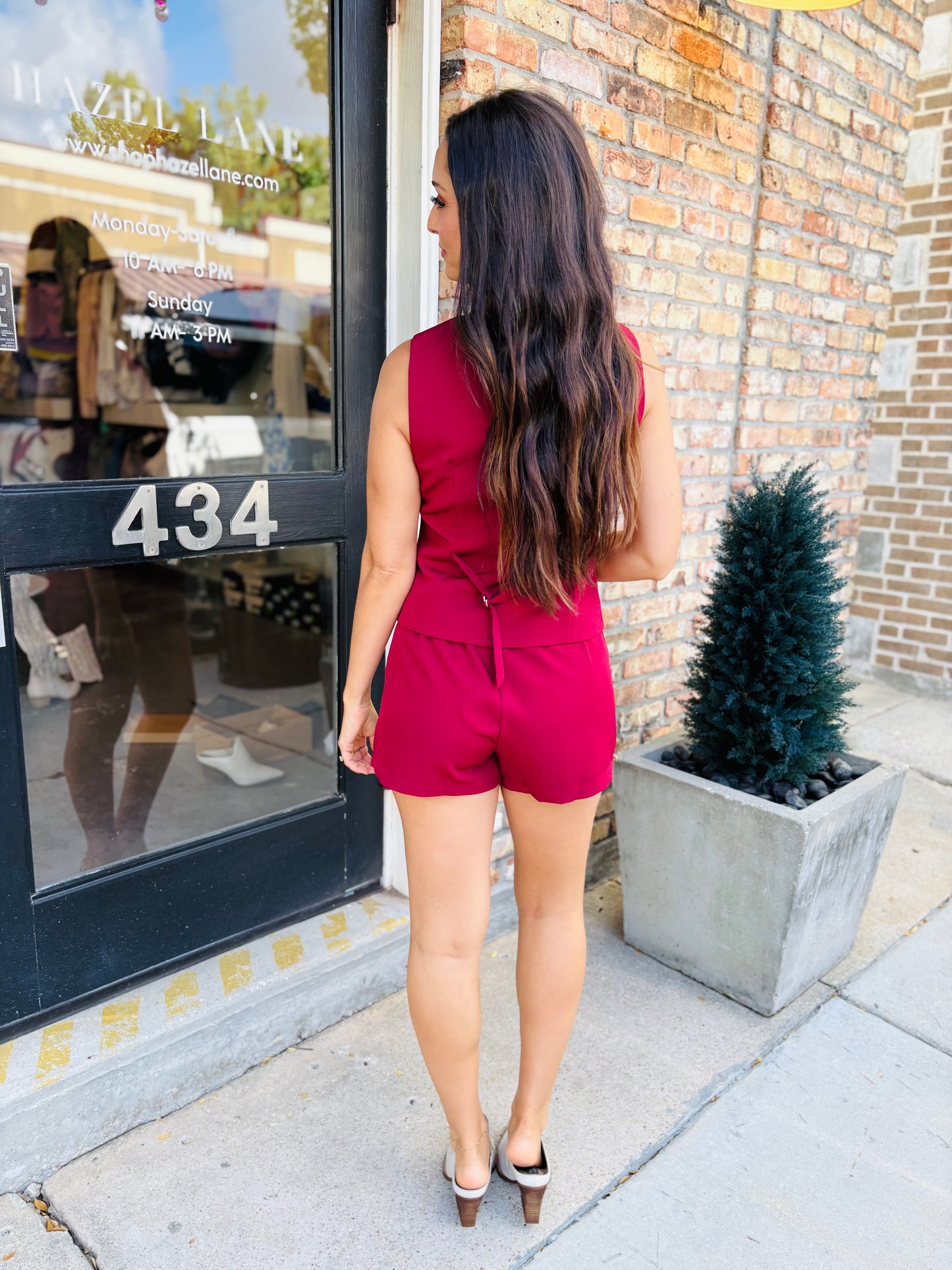 Berry Button Down Vest- Burgundy