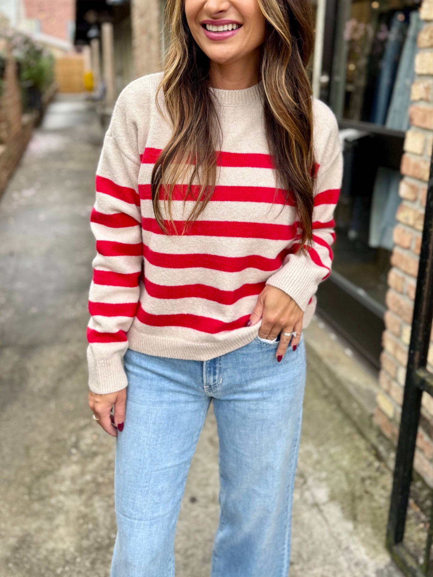 Carlyle Crewneck Sweater- Red