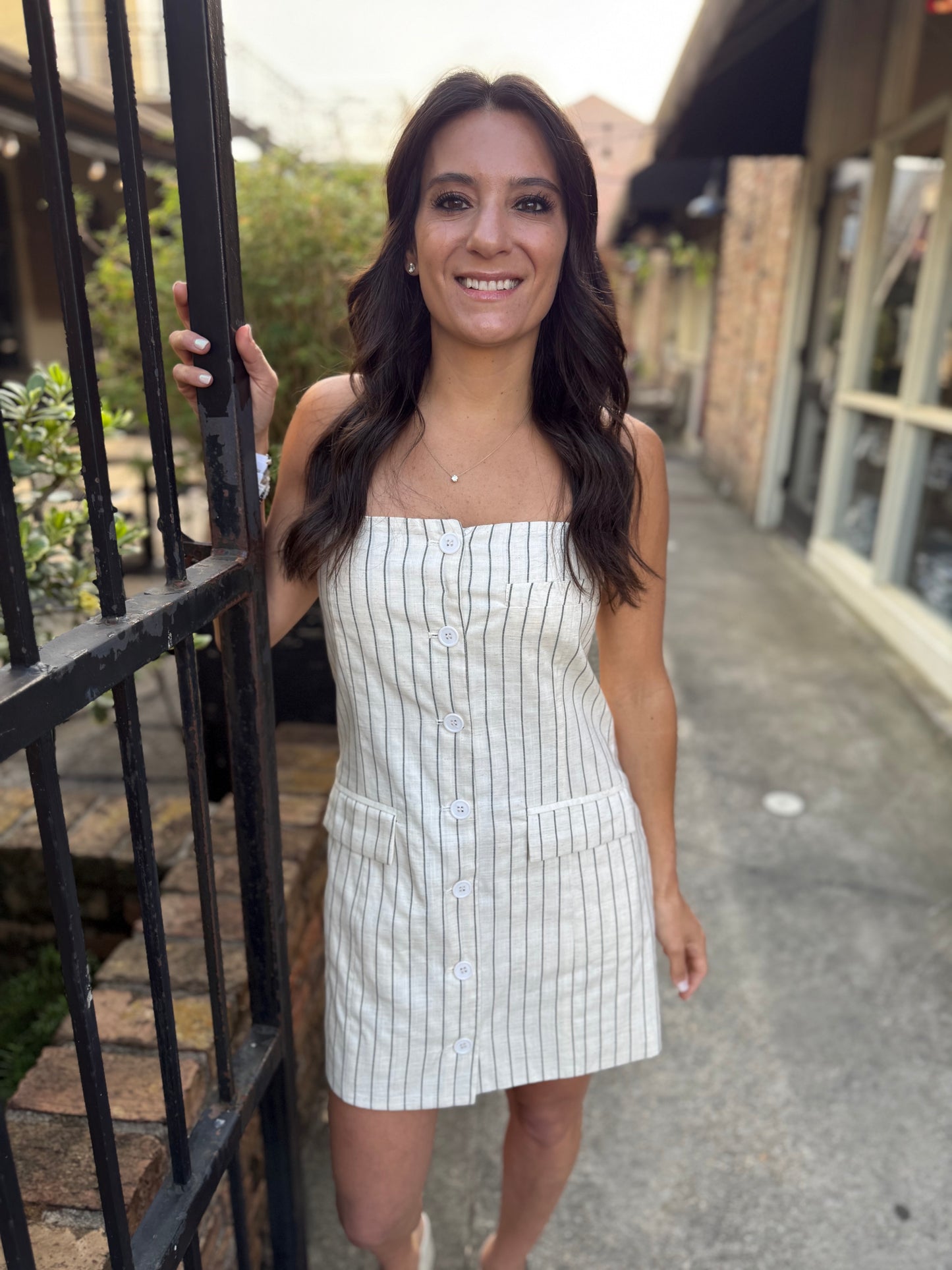 Trinity Striped Button Dress- Melange