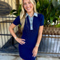 Bianca Collared Mini Dress- Navy Denim