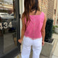 Striped Eyelet Top- Pink