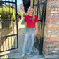 USA Heart Top- Red