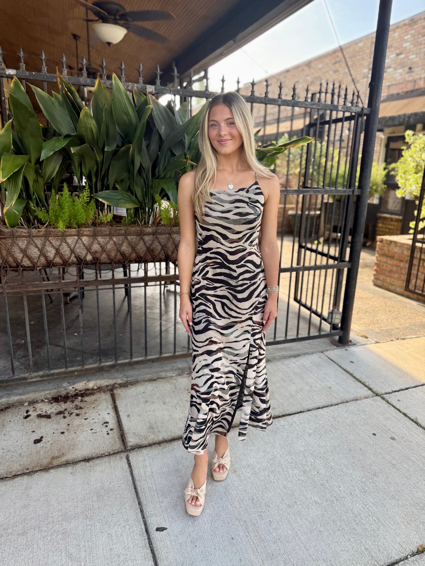 Adella Maxi Dress- Caramel Zebra