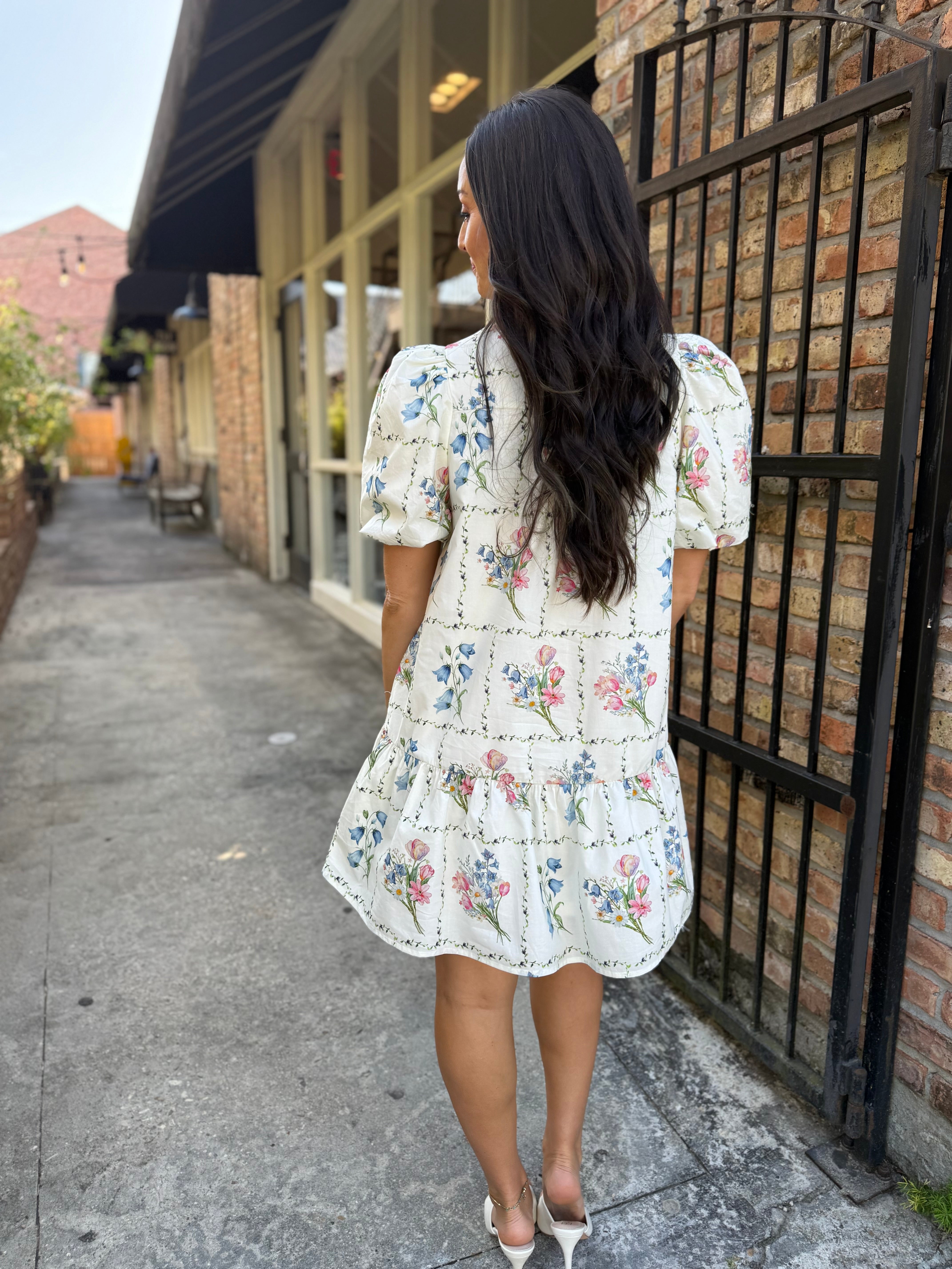 McWilliams Floral Dress- Ecru – Hazel Lane Boutique