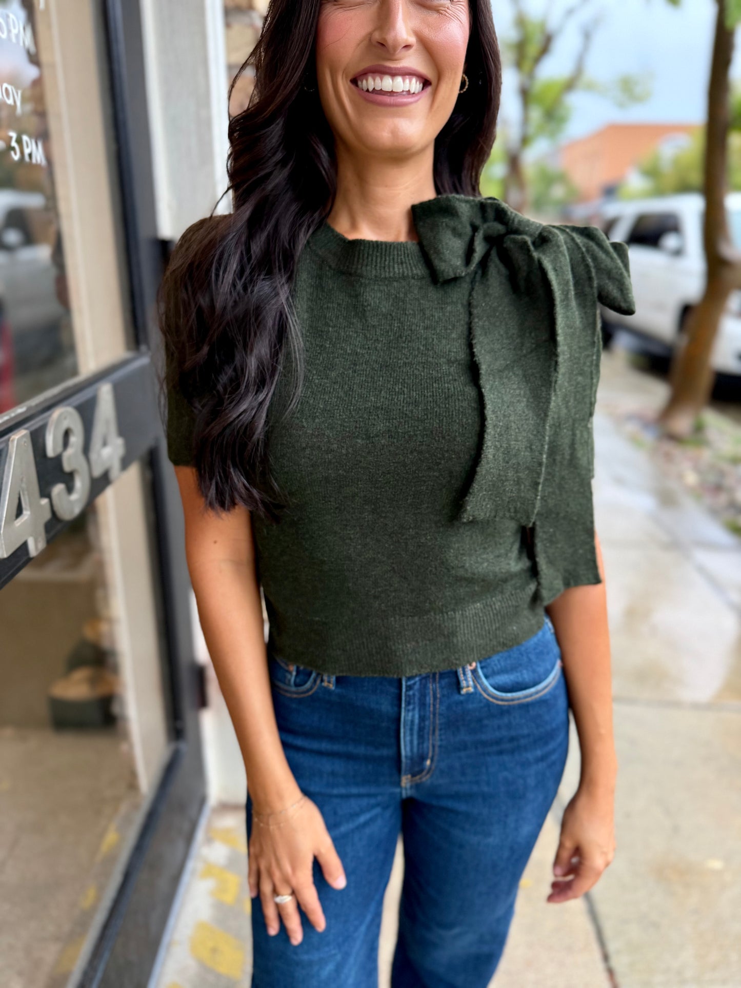 Ava Sweater Top- Olive