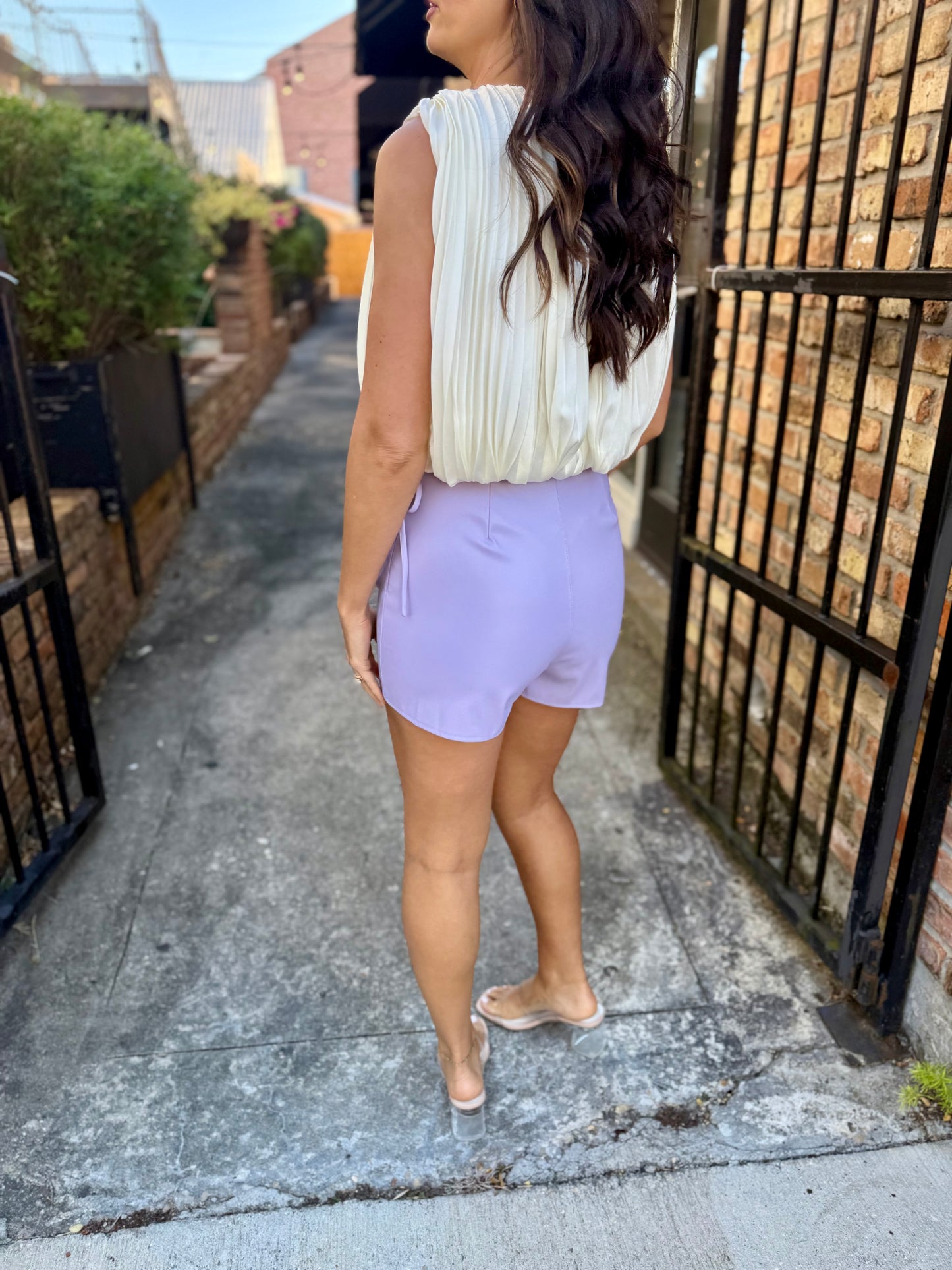 O'Neal Faux Leather Wrap Mini Skort- Lavender