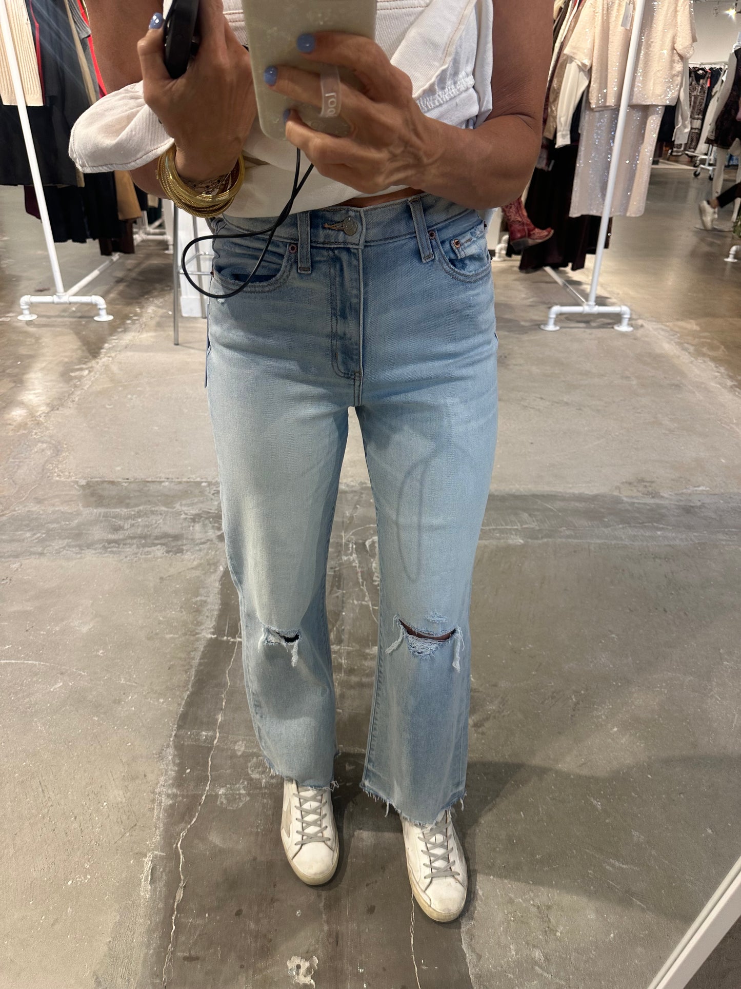 Pleaser HR Wide Ankle Denim- Charisma Distressed