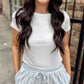 Betty Basic Ribbed Tee- Off White