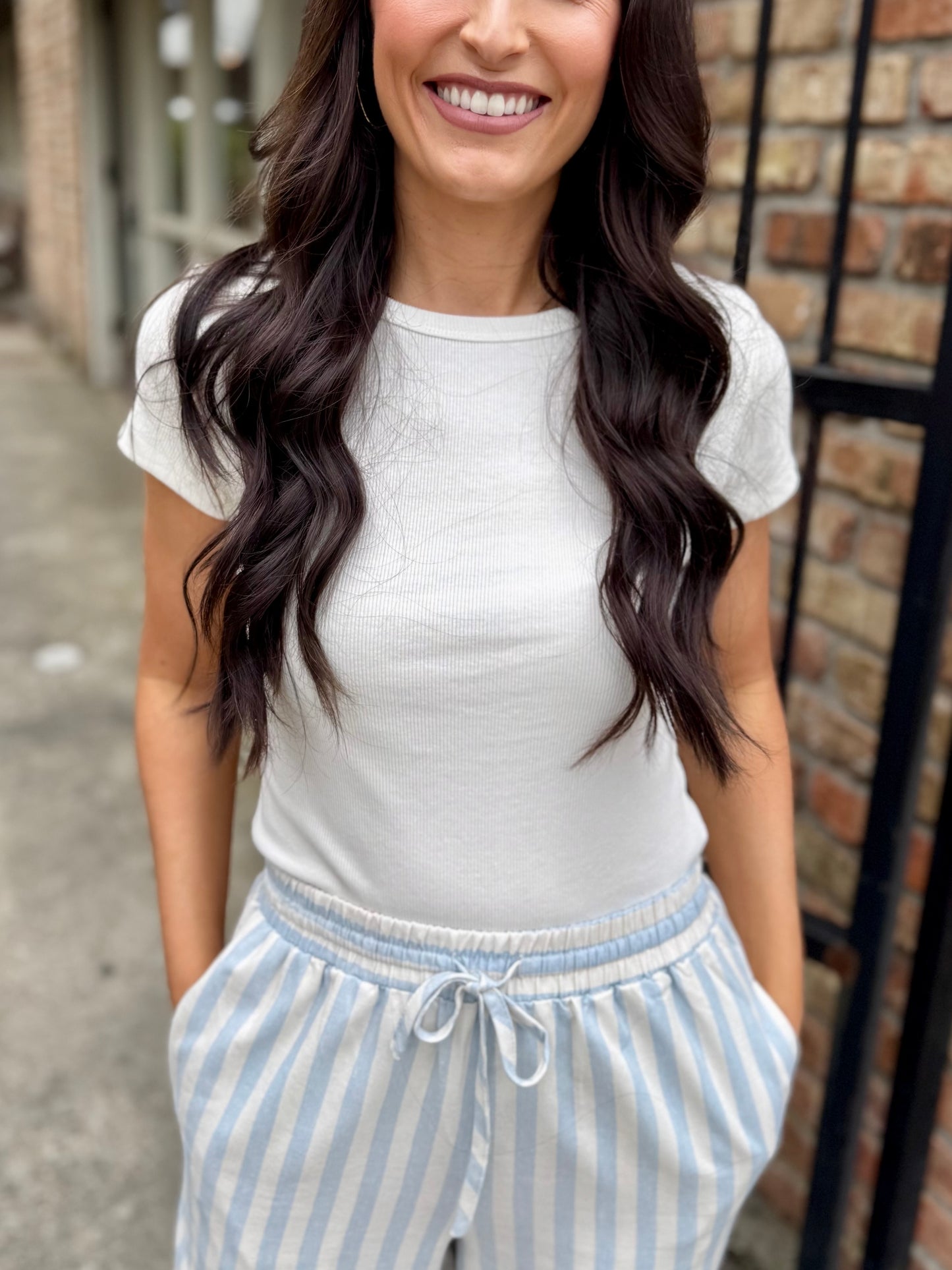 Betty Basic Ribbed Tee- Off White