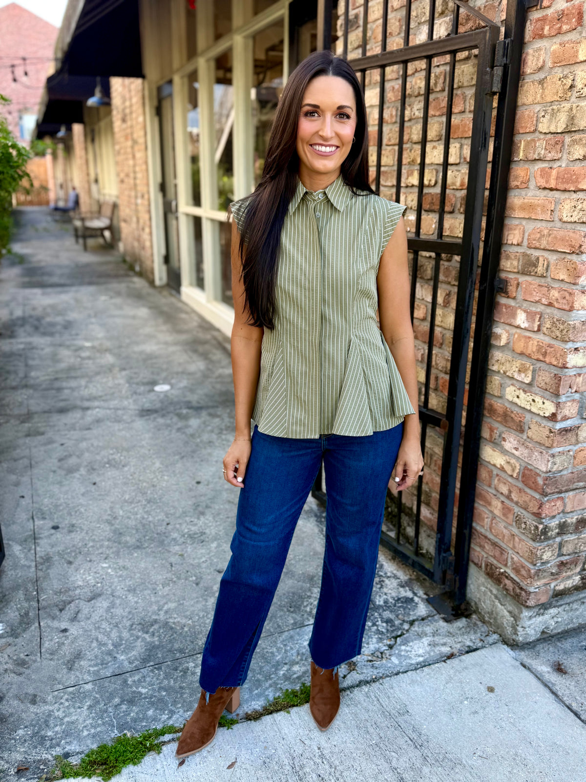 Ardis Stripe Top- Olive