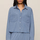 Z Supply Cropped Reese Button Up- Santorini Indigo
