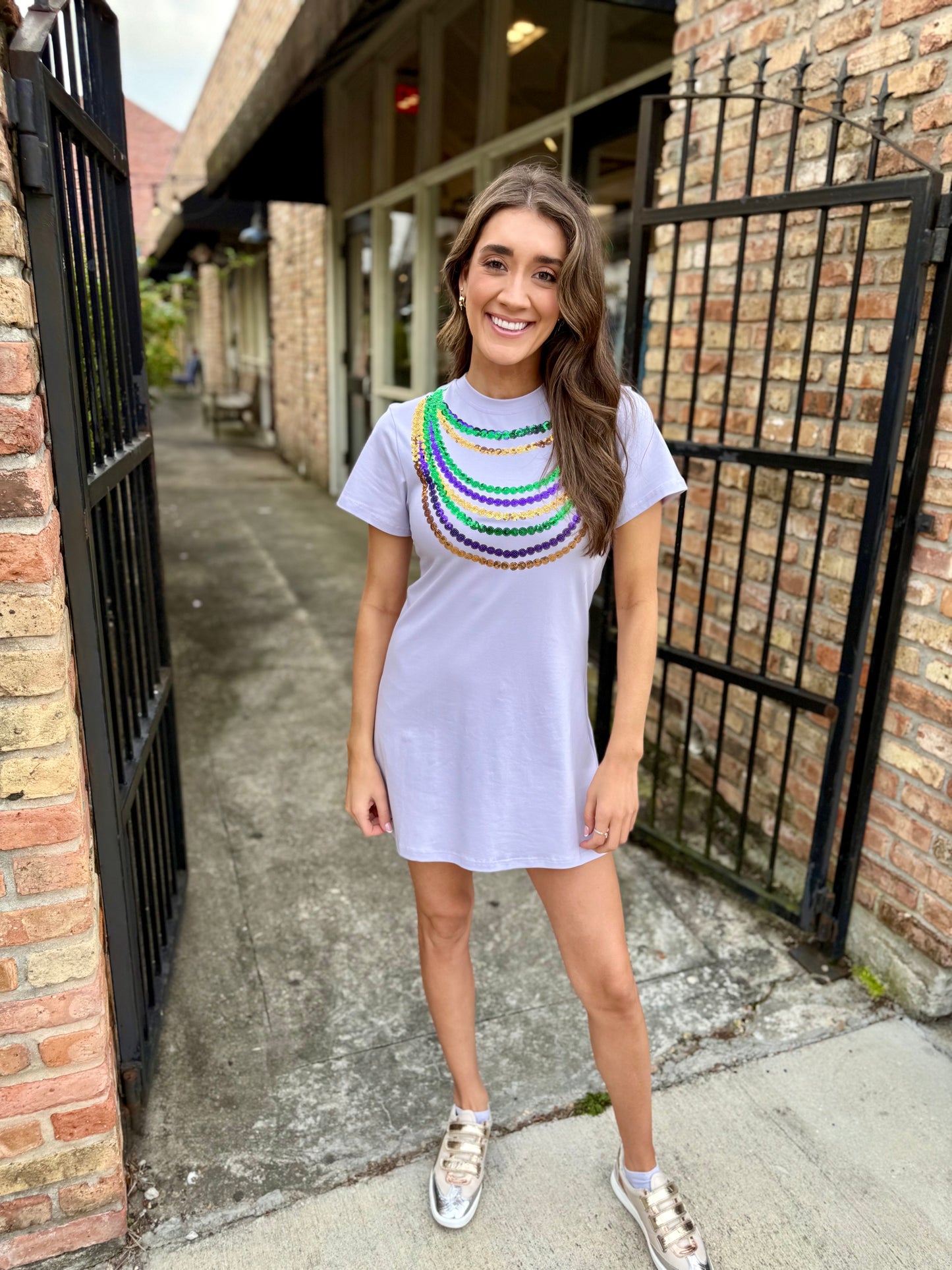 Mardi Gras Bead Dress- Lavender