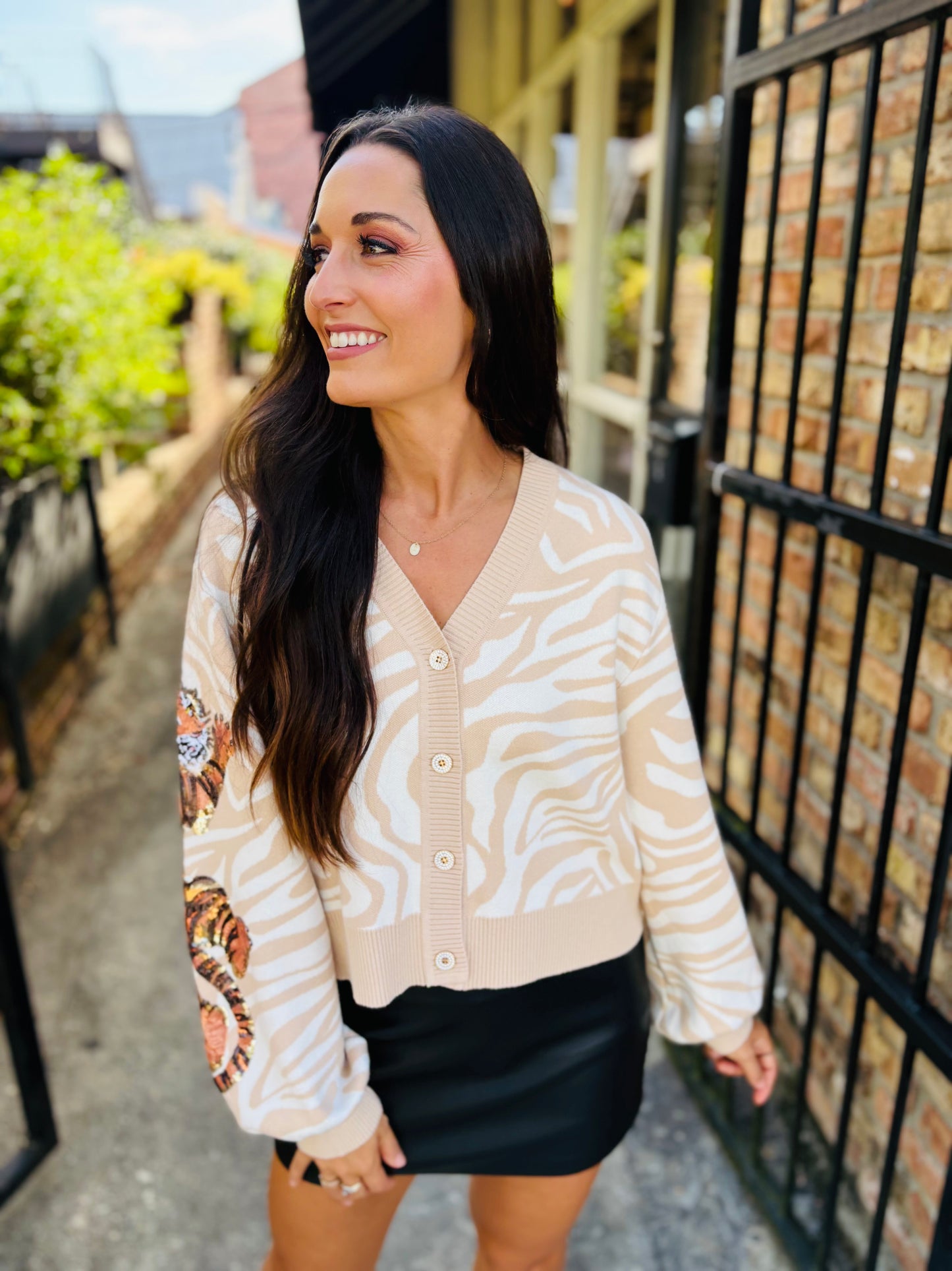 Tiger on Tiger Cardigan- Ivory