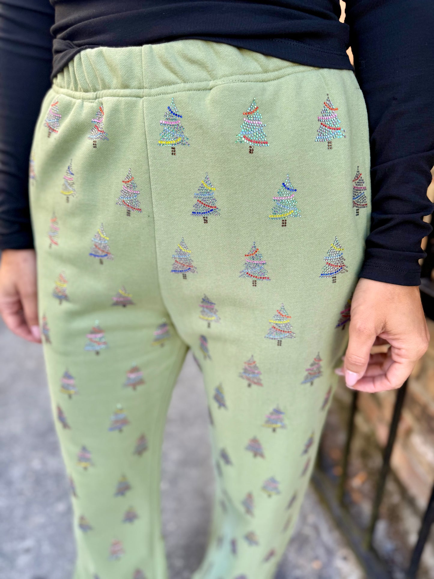Scattered Multi Tree Pants- Mossy Green