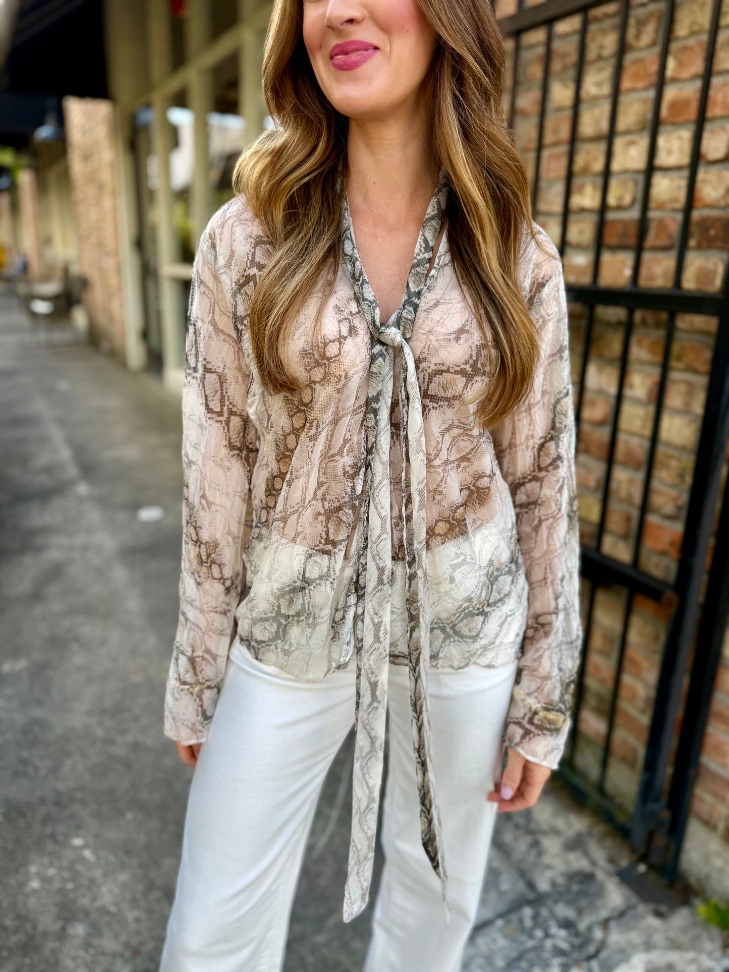 Lita Neck Tie Top- Snake