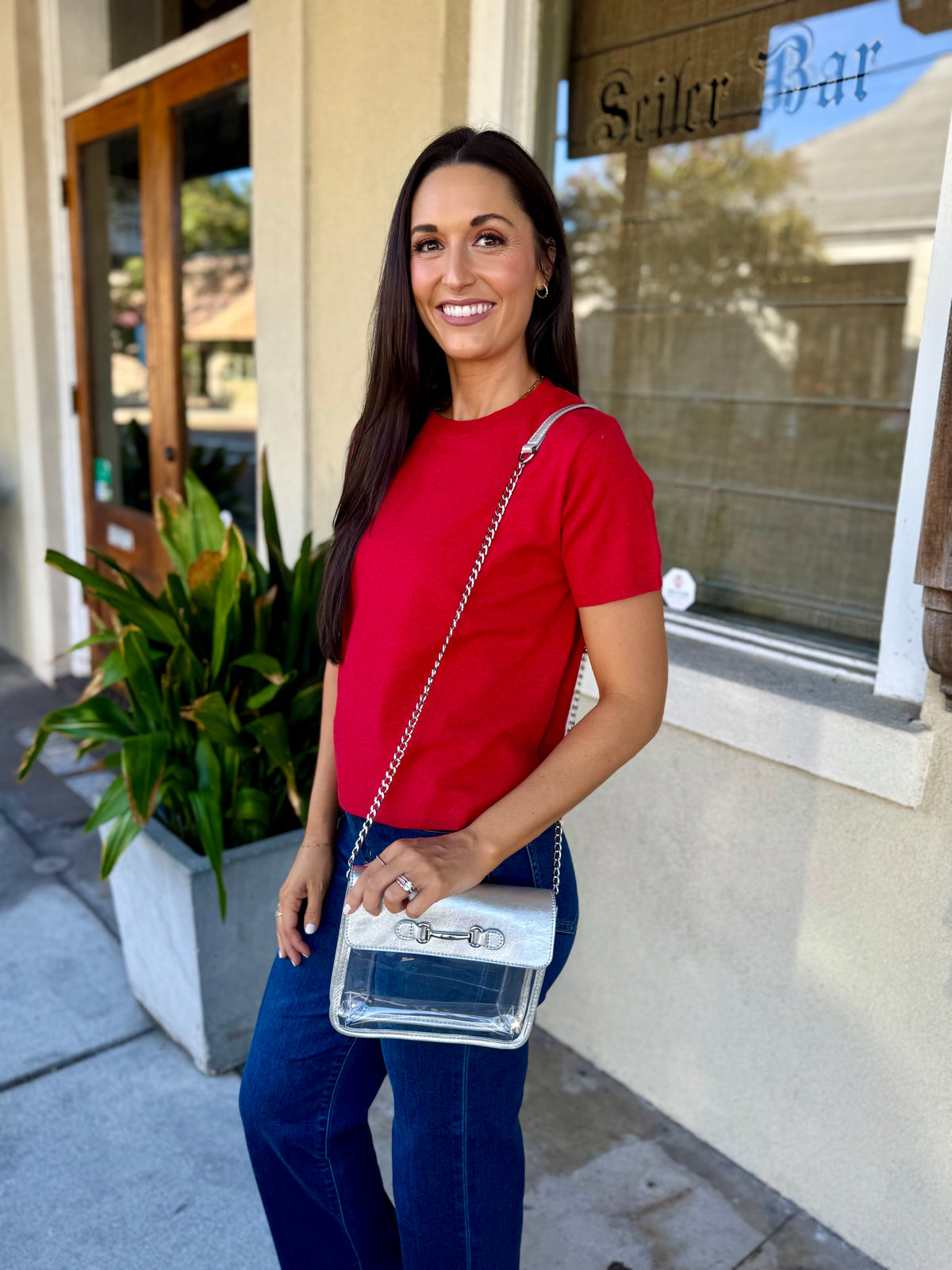 Crystal Sweater Top- Chili