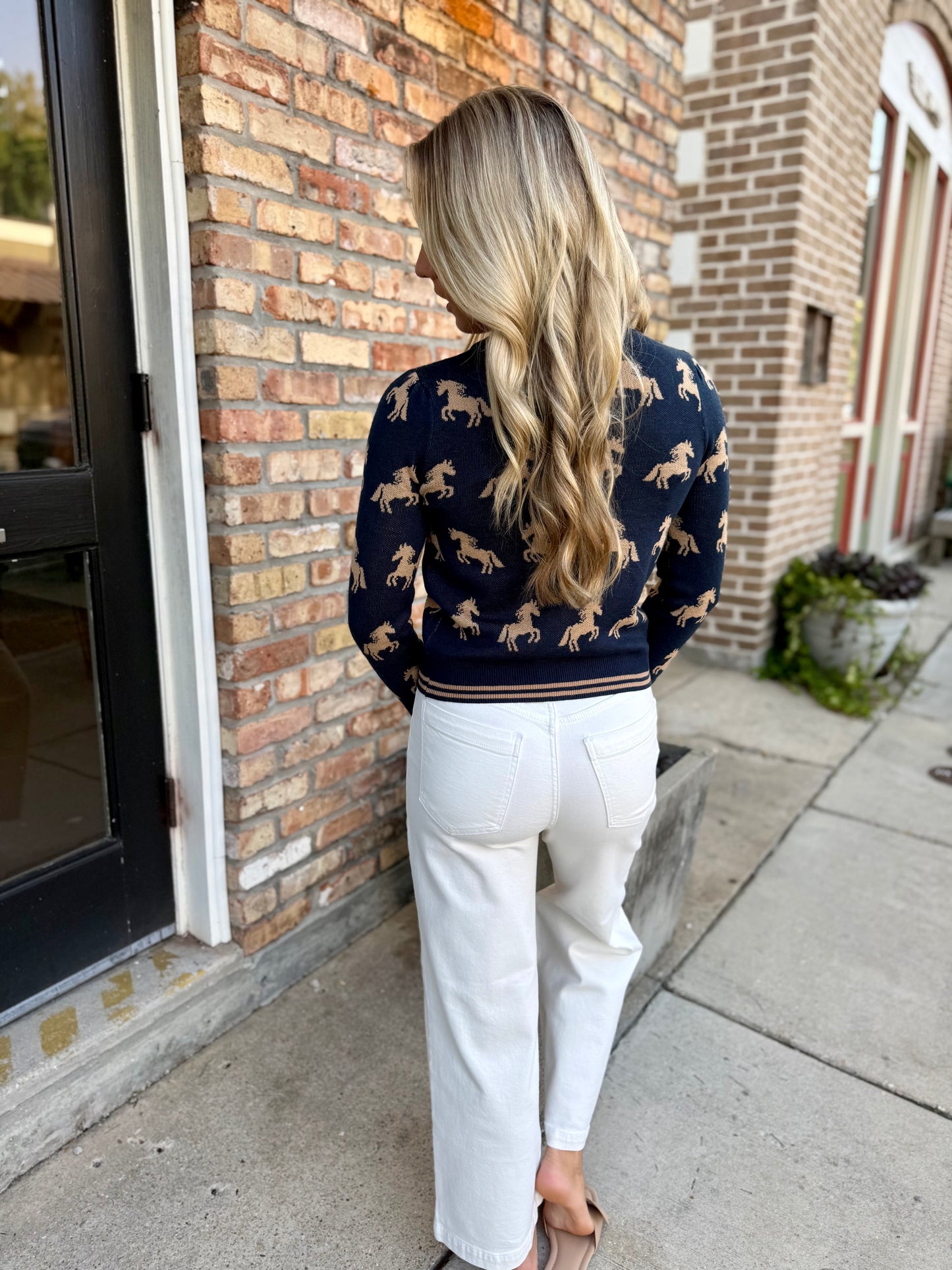 Astra Horse Cardigan- Navy