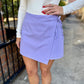 Landry Wrap Denim Mini Skort- Lavender