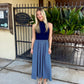 Hunter Maxi Mock Neck- Navy/White Stripe