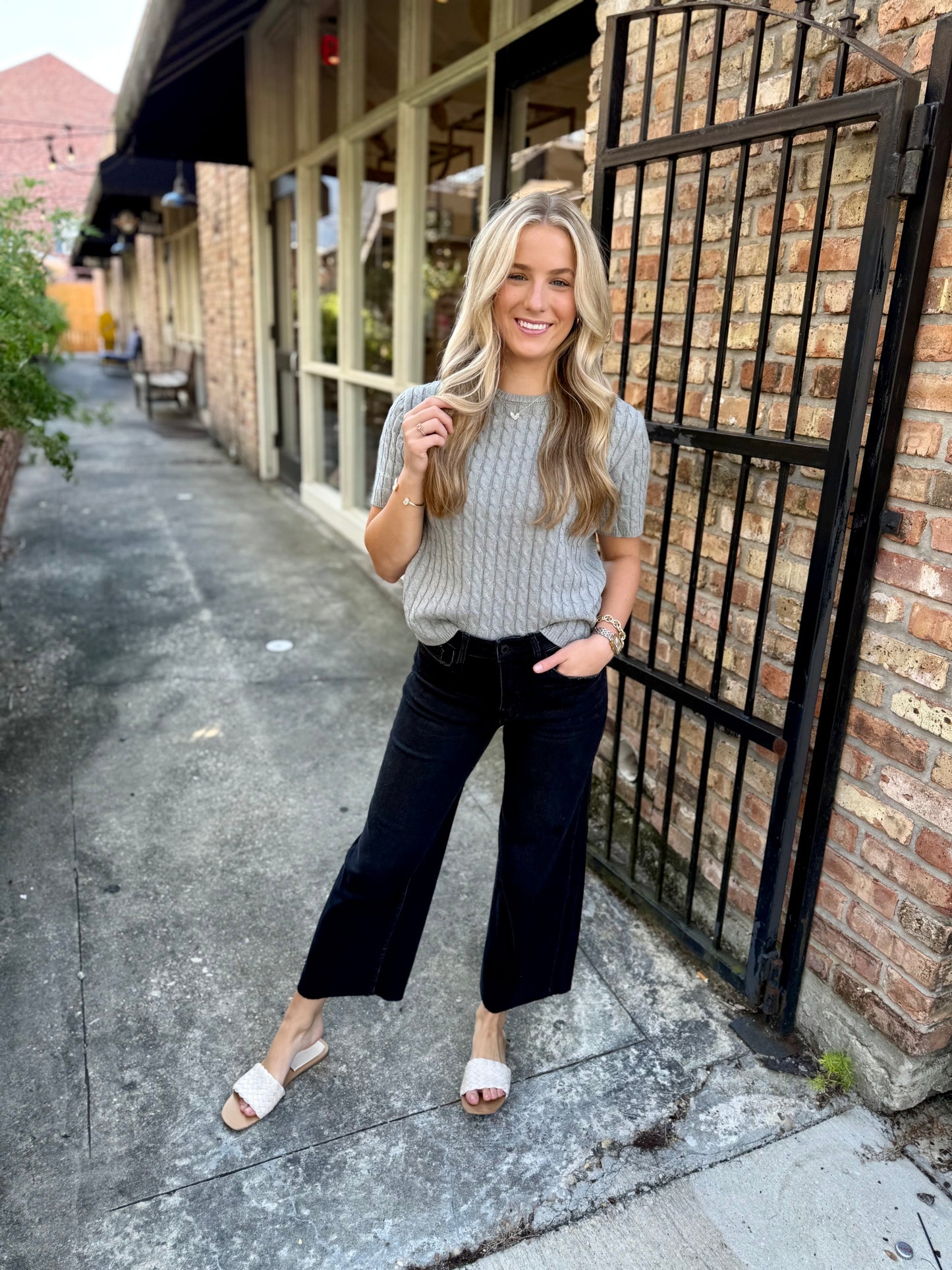 Culotta Cable Sweater- Heather Gray